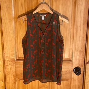 ☄️2 for $14 SaLe💫Banana Republic Giraffe Print Zipper Front Top, EUC